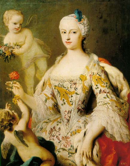 Jacopo Amigoni infanta of Spain, daughter of King Philip V of Spain and of his wife, Elizabeth Farnese, and Queen consort of Sardinia as wife of King en:Victor Amade